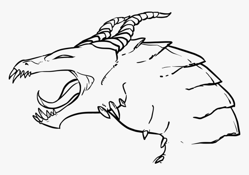 Line Art,head,art - Dragon Line Art, HD Png Download, Free Download