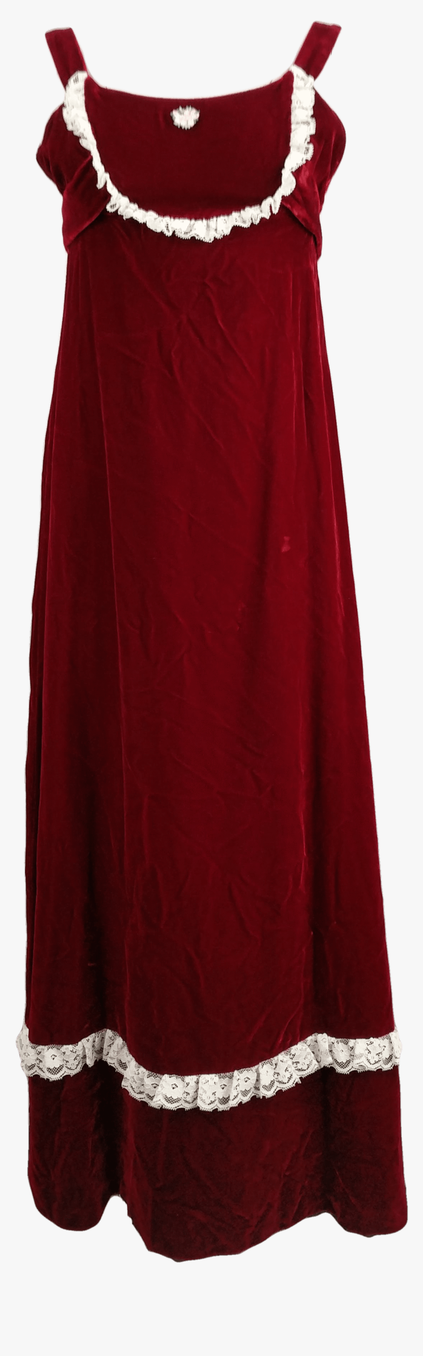 Red Velvet Lace Trim Maxi Dress - A-line, HD Png Download, Free Download