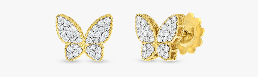 18k Two-tone Diamond Butterfly Stud Earrings - Earrings, HD Png Download, Free Download