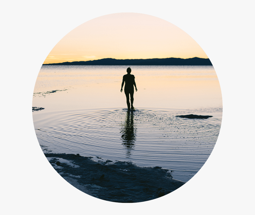 Image Of Person Walking Alone Out Into The Water For - Silhouette, HD Png Download, Free Download