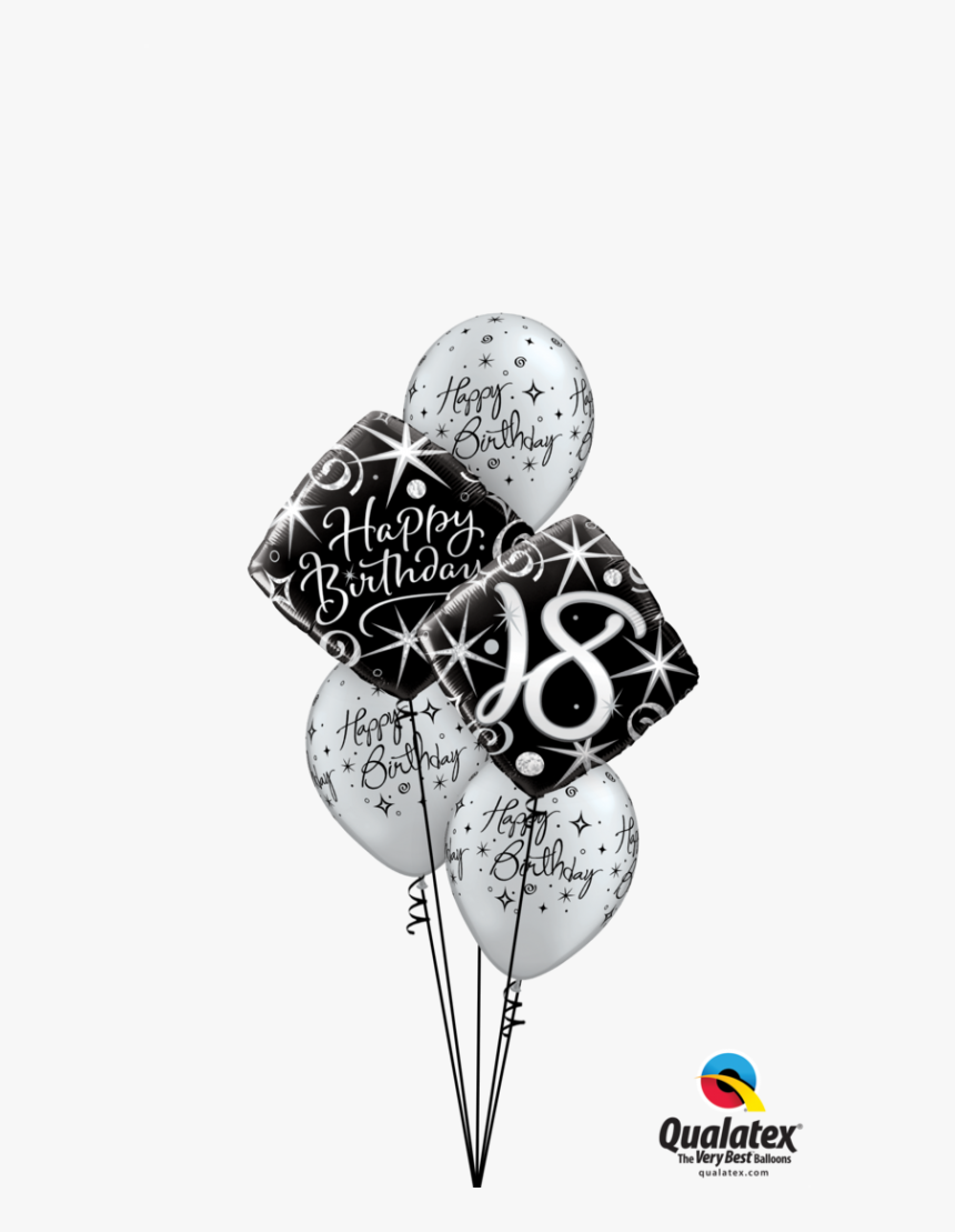Happy 40th Birthday Balloon Bouquet Black And Silver, HD Png Download, Free Download