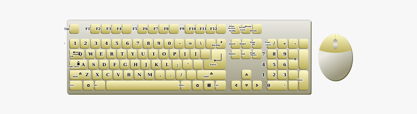 Golden Eyboard And Mouse Topview Vector Image - Computer Keyboard Clip Art, HD Png Download, Free Download
