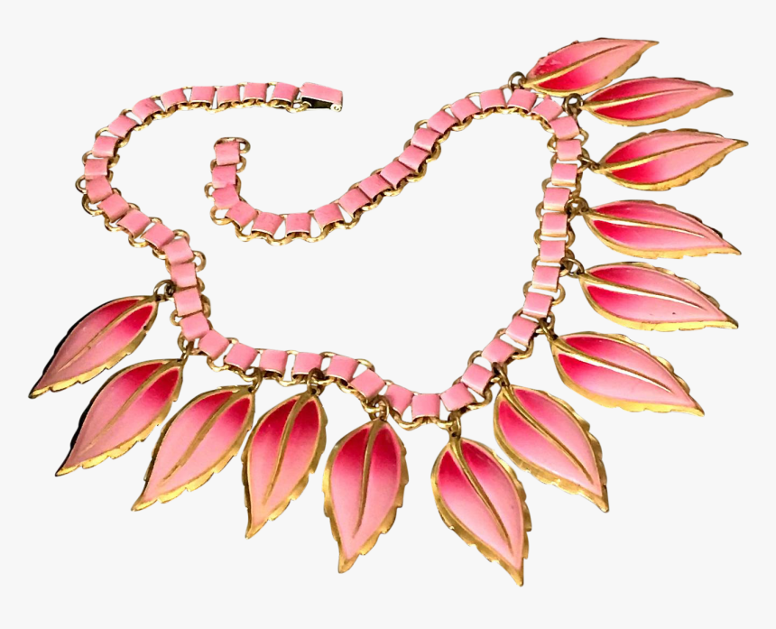 Vintage Pink Leaf Bib Necklace Art Deco Bookchain Book - Necklace, HD Png Download, Free Download