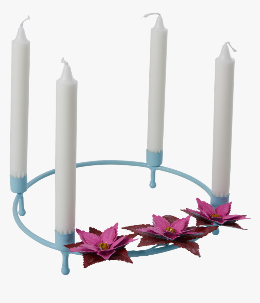 Mint & Poinsettia Metal Advent Candle Holder By Rice - Unity Candle, HD Png Download, Free Download