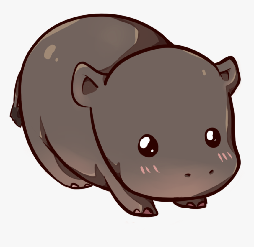 Drawing Hippopotamus Swamp - Kawaii Cute Hippo Drawing, HD Png Download, Free Download