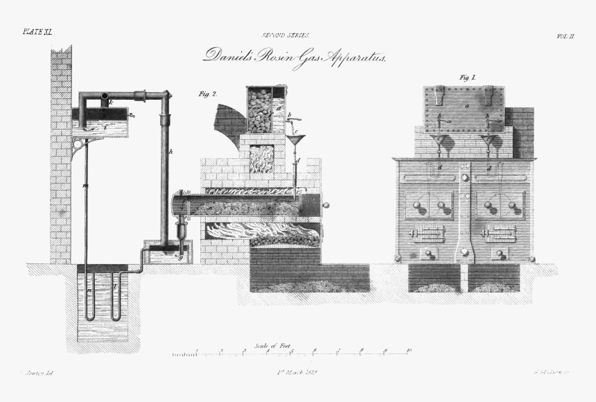 Daniell"s Rosin Gas Apparatus 1829 - Technical Drawing, HD Png Download, Free Download