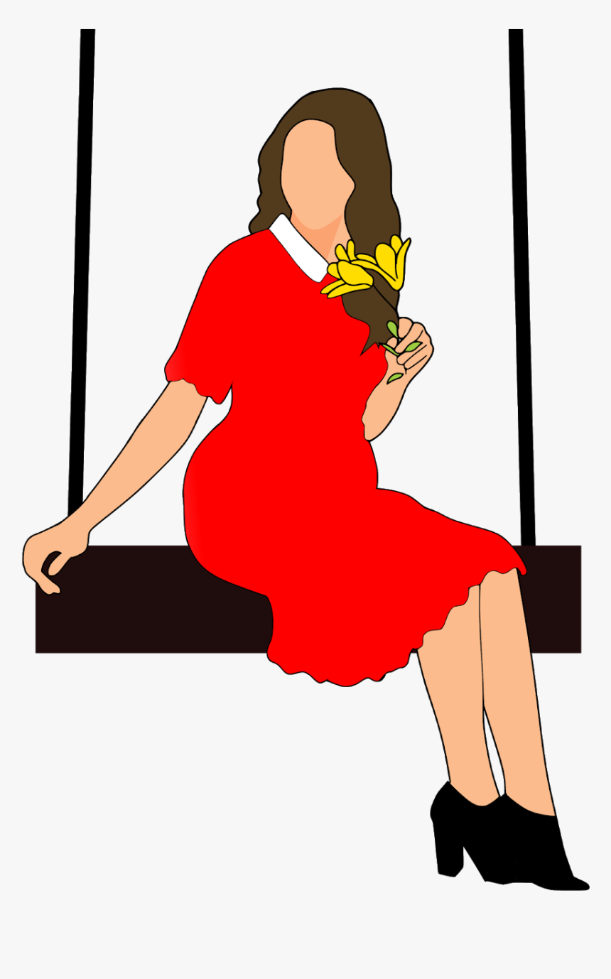Illustrations Of Woman On Swing - Cartoon, HD Png Download, Free Download