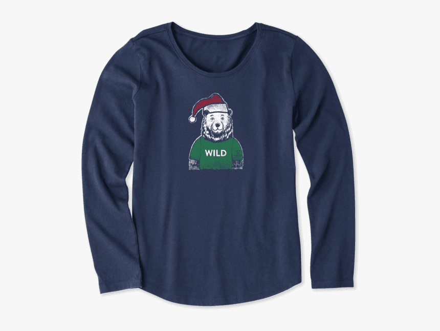 Girls Wild Santa Bear Long Sleeve Crusher Tee - Life Is Good, HD Png Download, Free Download