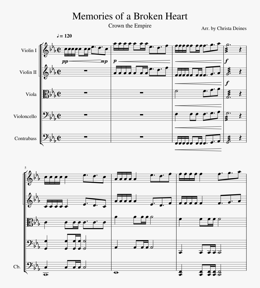 Memories Of A Broken Heart Sheet Music For Violin, - Sheet Music, HD Png Download, Free Download