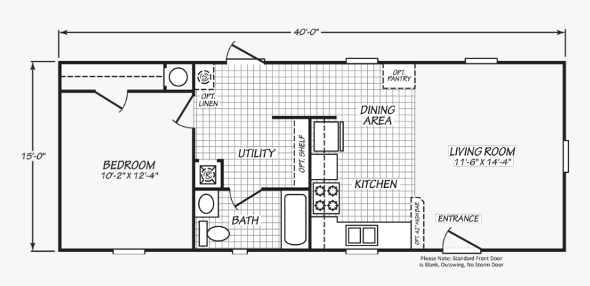 Howey - 1 Bedroom Single Wide Mobile Home Floor Plans, HD Png Download, Free Download