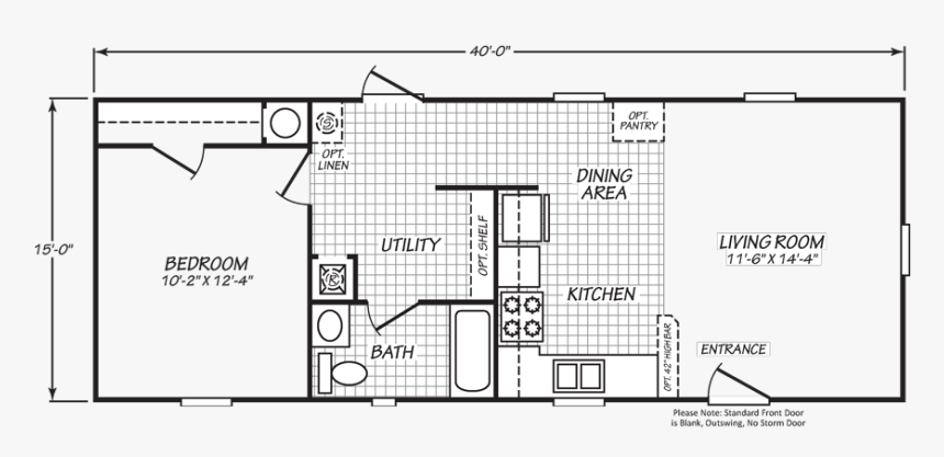 Howey 1 Bedroom Single Wide Mobile Home Floor Plans, HD