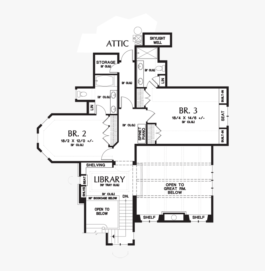 Upper Floor Plan Image For Mascord Rivendell Manor, HD Png Download, Free Download