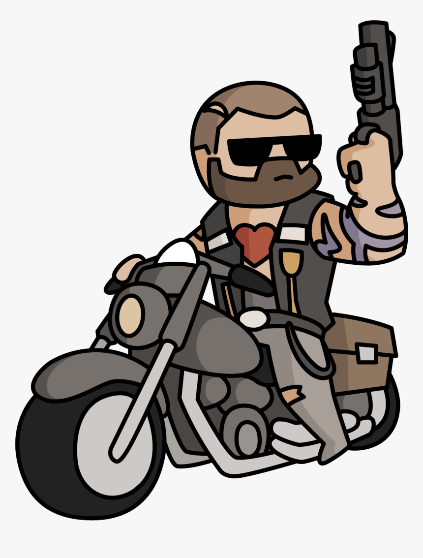 Bike Boy Got A Gun - Cartoon, HD Png Download, Free Download