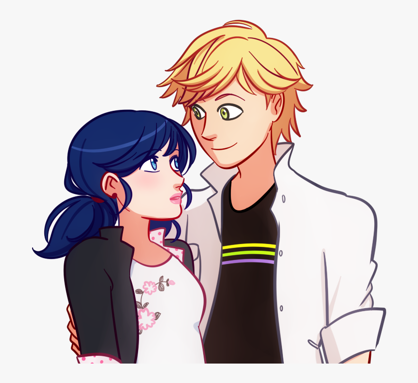 Marinette And Adrien - Adrien Ladybug And Cat Noir, HD Png Download, Free Download