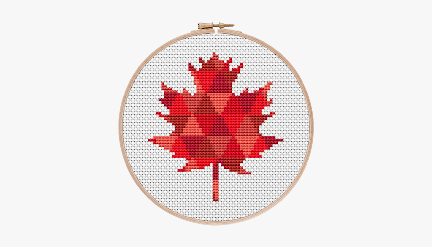 Red Geometric Maple Leaf Cross Stitch Pattern - Cross-stitch, HD Png Download, Free Download