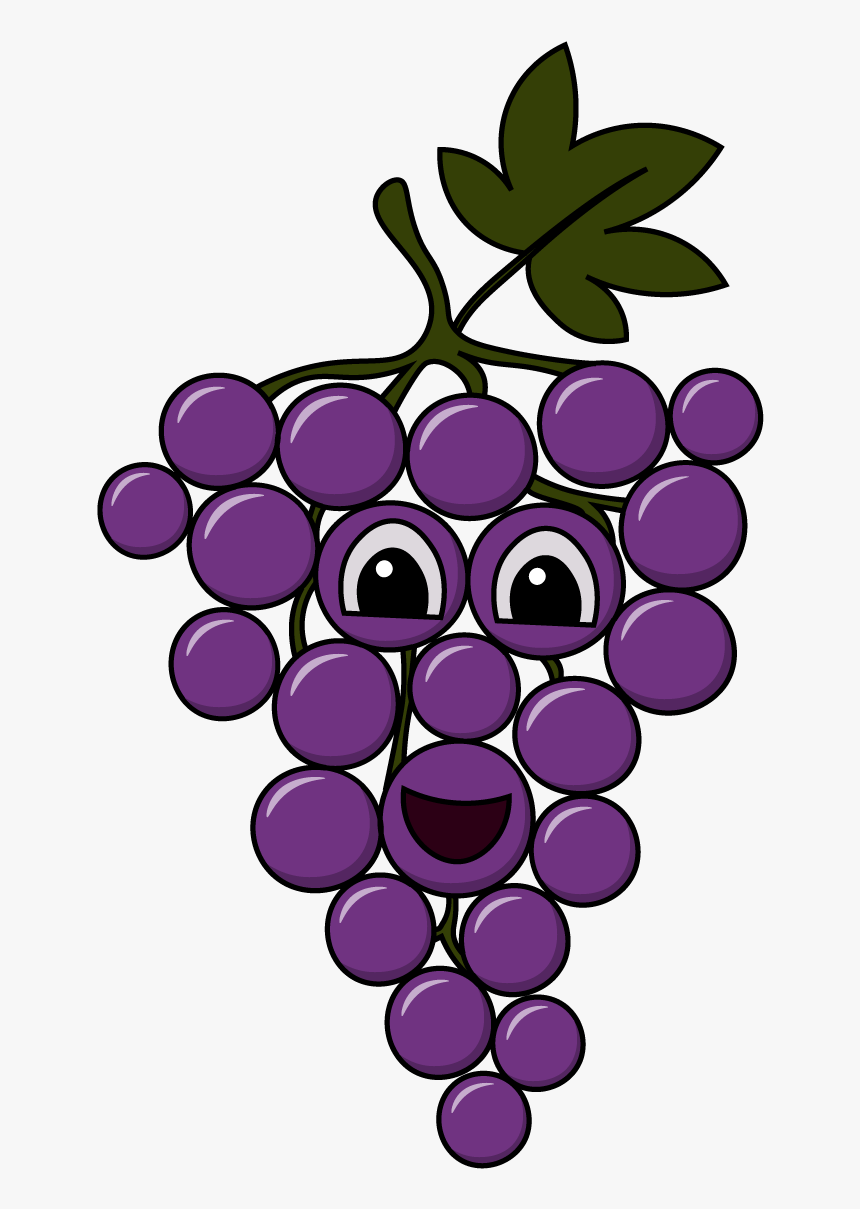 Common Grape Vine Clip Art Drawing Fruit - Grape Drawing For Kids, HD Png Download, Free Download