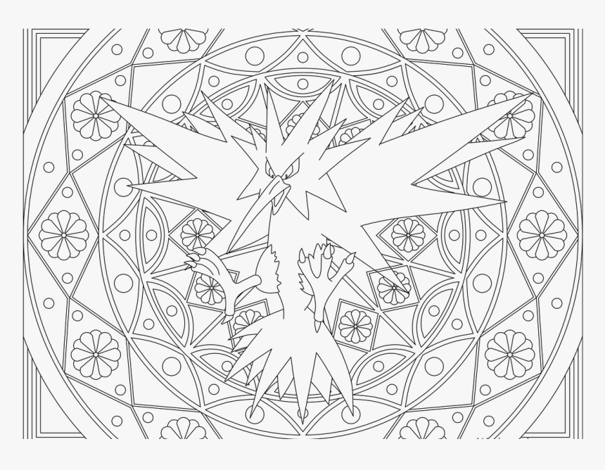 Zapdos Printable Coloring Pages Clipart , Png Download - Arbok Pokemon Coloring Page, Transparent Png, Free Download