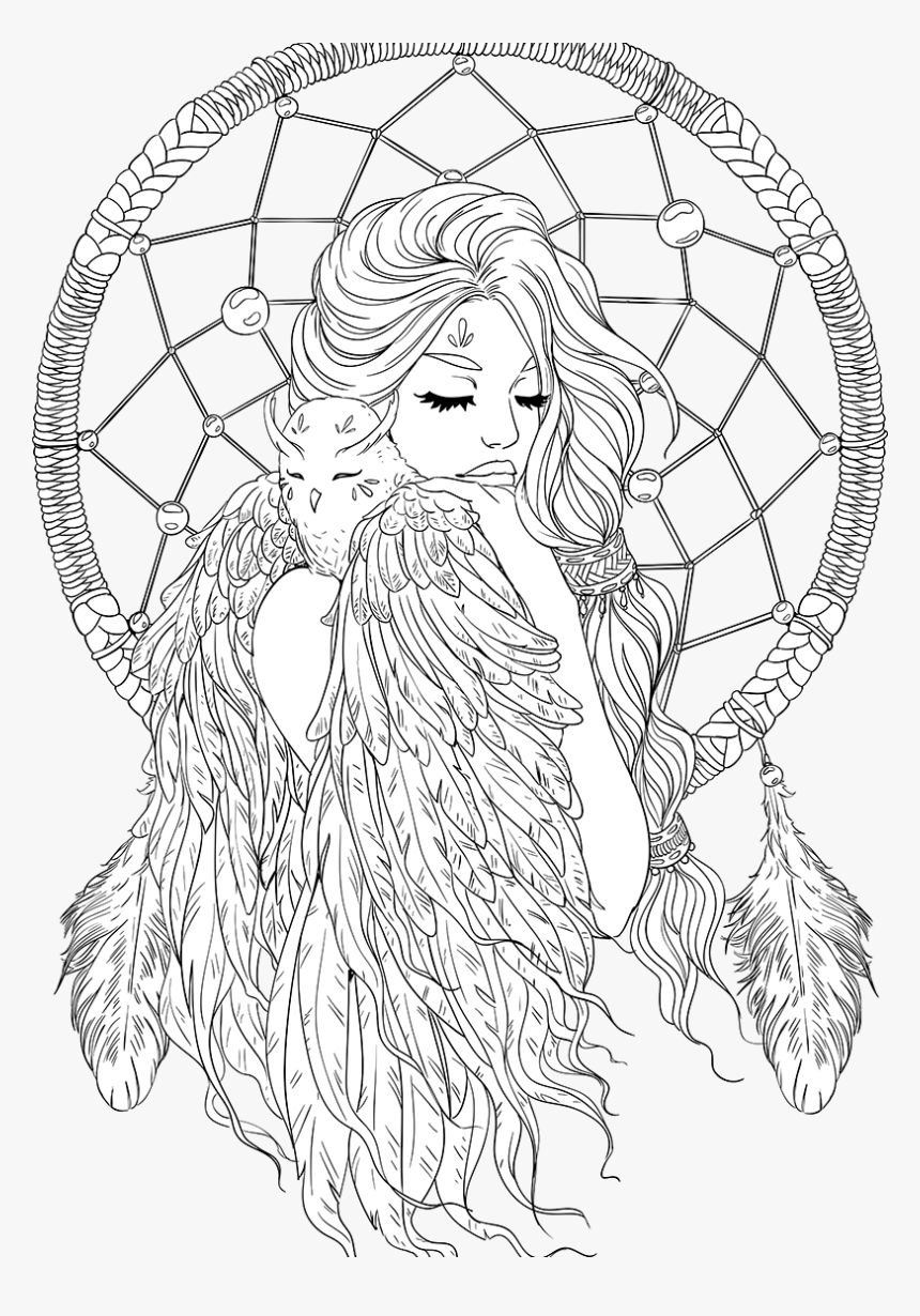 Printable Coloring Pages Love Dream Catcher, HD Png Download   kindpng