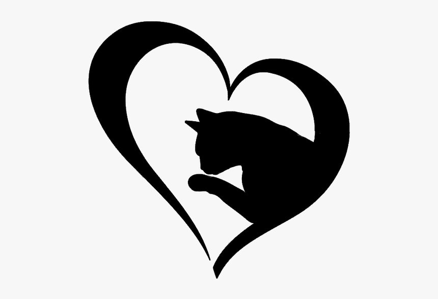 Cat And Heart Svg, HD Png Download, Free Download