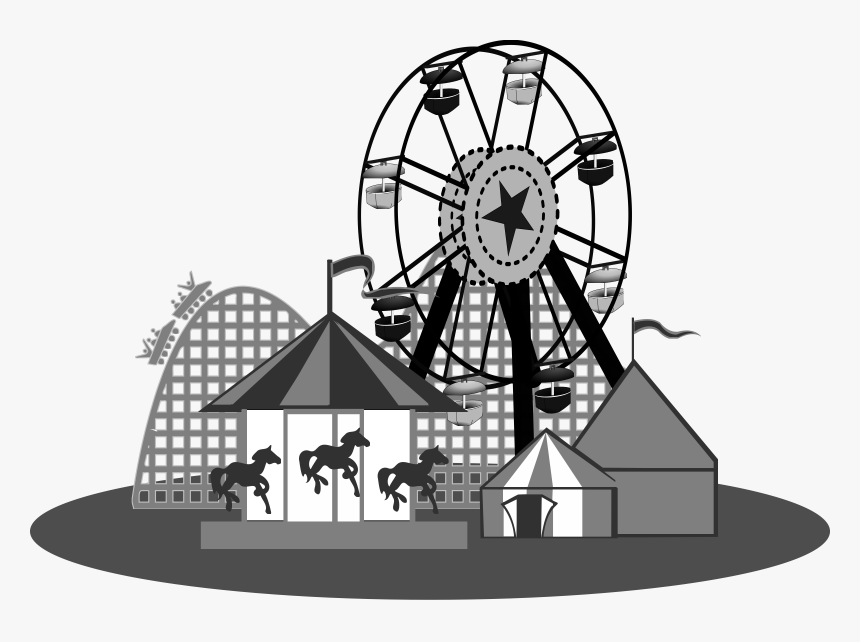 Amusement Park Clipart Black And White, HD Png Download, Free Download