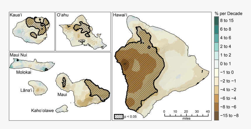 Hawai‘i Rainfall Trends - Map, HD Png Download, Free Download