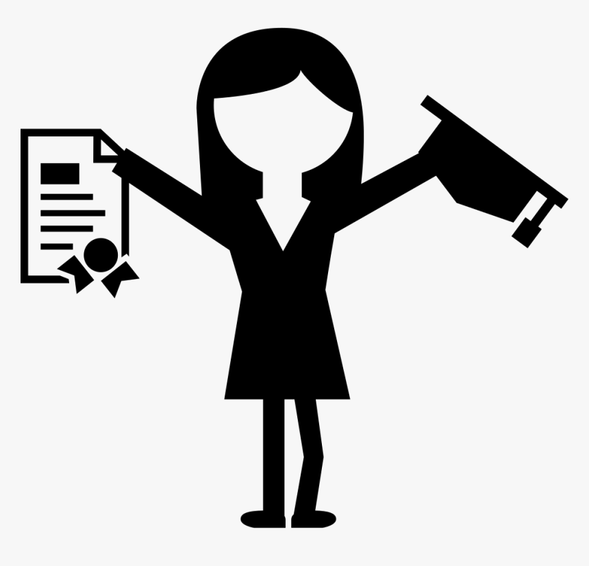Graduate Woman With Cap And Diploma In Hands - Student Girl Icon, HD Png Download, Free Download