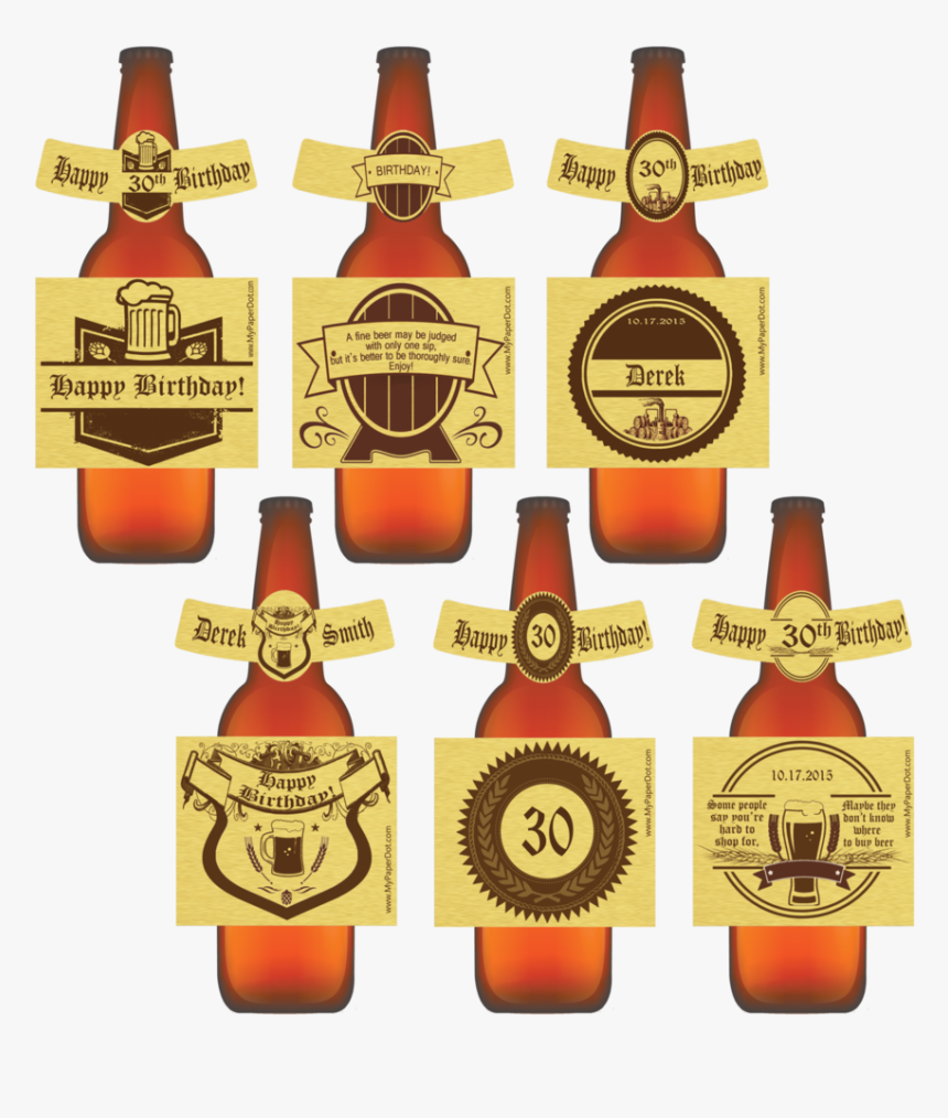 Beer Labels - Gold - Happy Birthday - 6 Pack - Mypaperdot - Gold Beer Labels, HD Png Download, Free Download