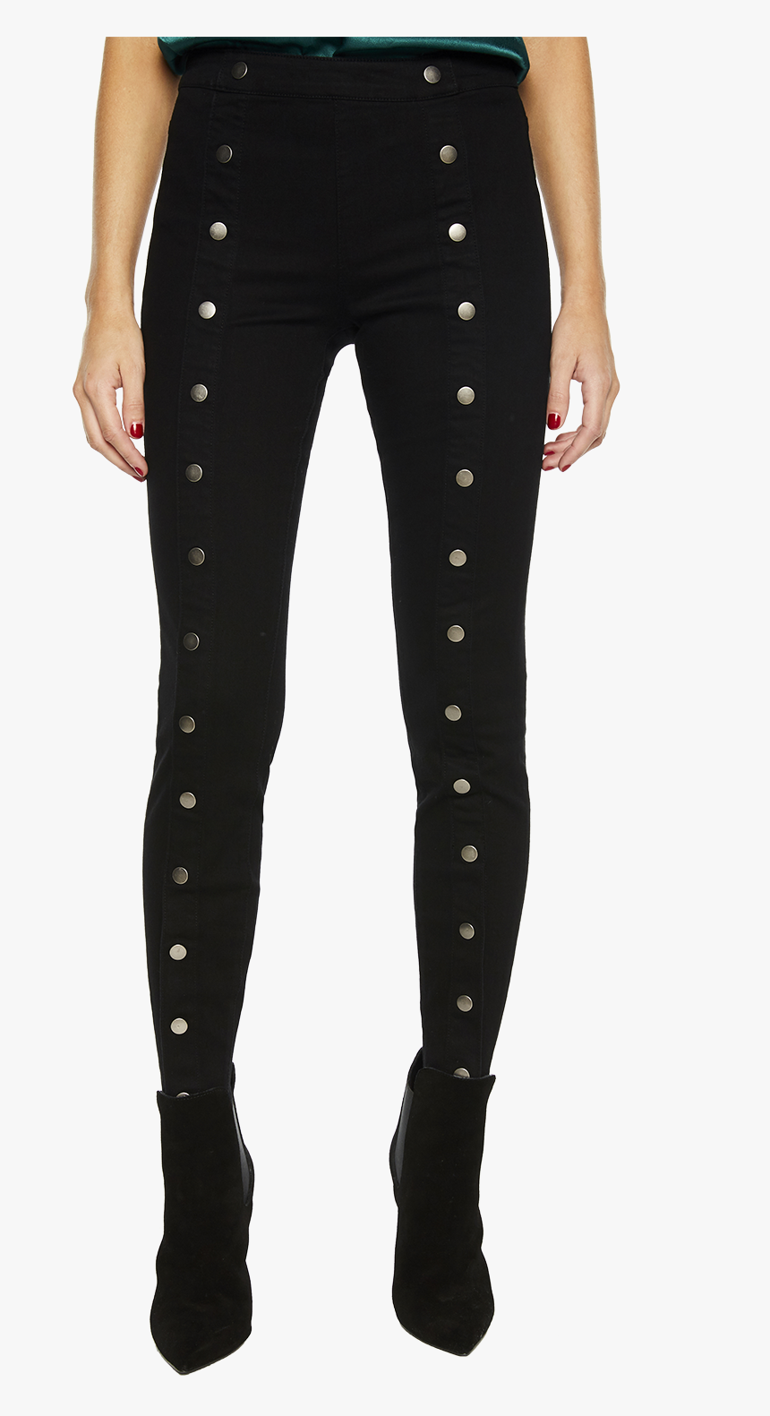 Gisele Mid Snap Jean In Colour Jet Black - Polka Dot, HD Png Download, Free Download