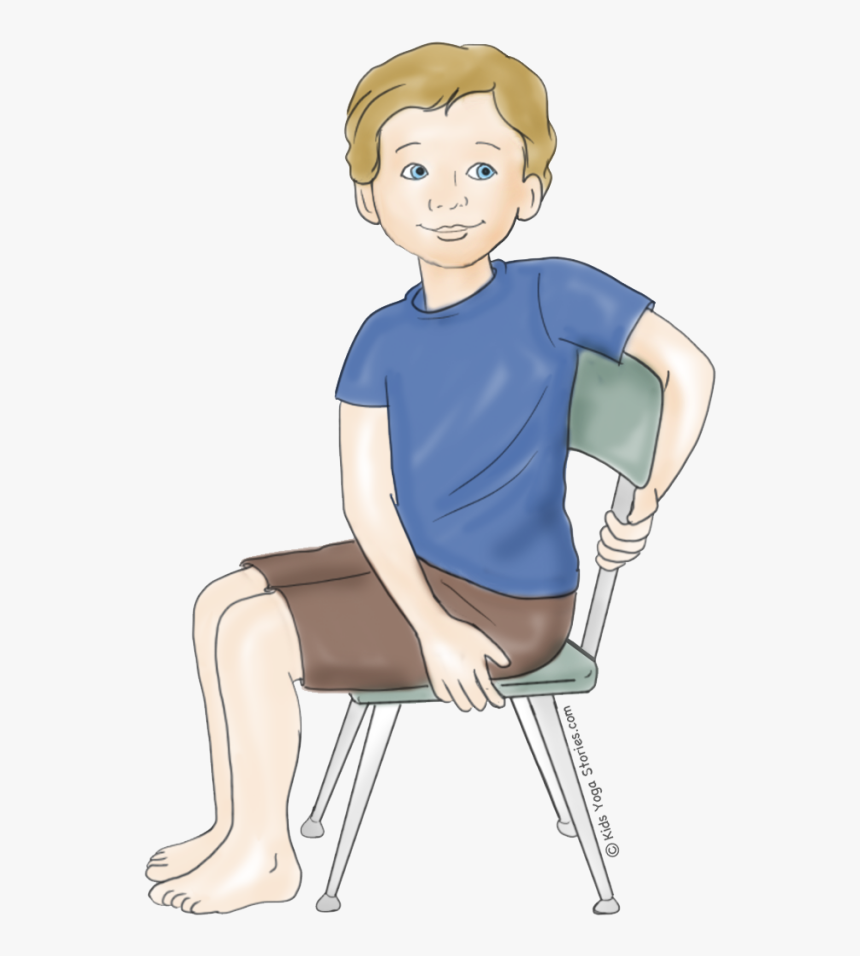 Kid Sitting Png - Chair Seated Twist Pose, Transparent Png, Free Download