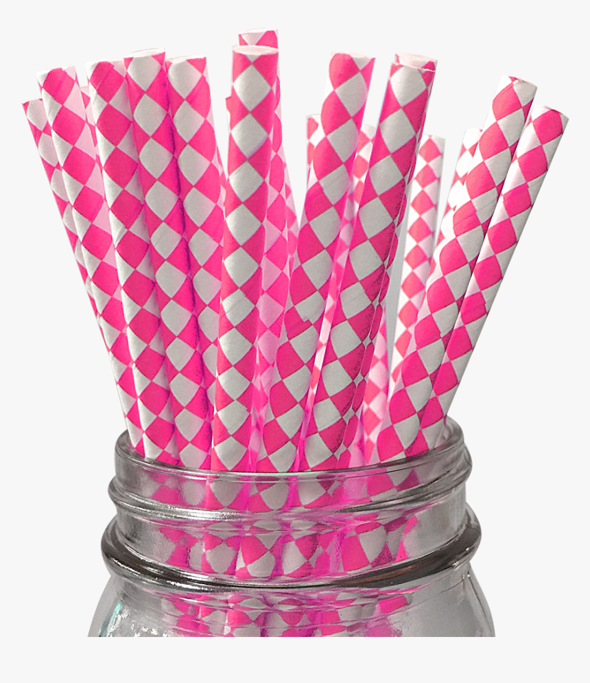 Pink Harlequin Diamond 25pc Paper Straws - Vase, HD Png Download, Free Download