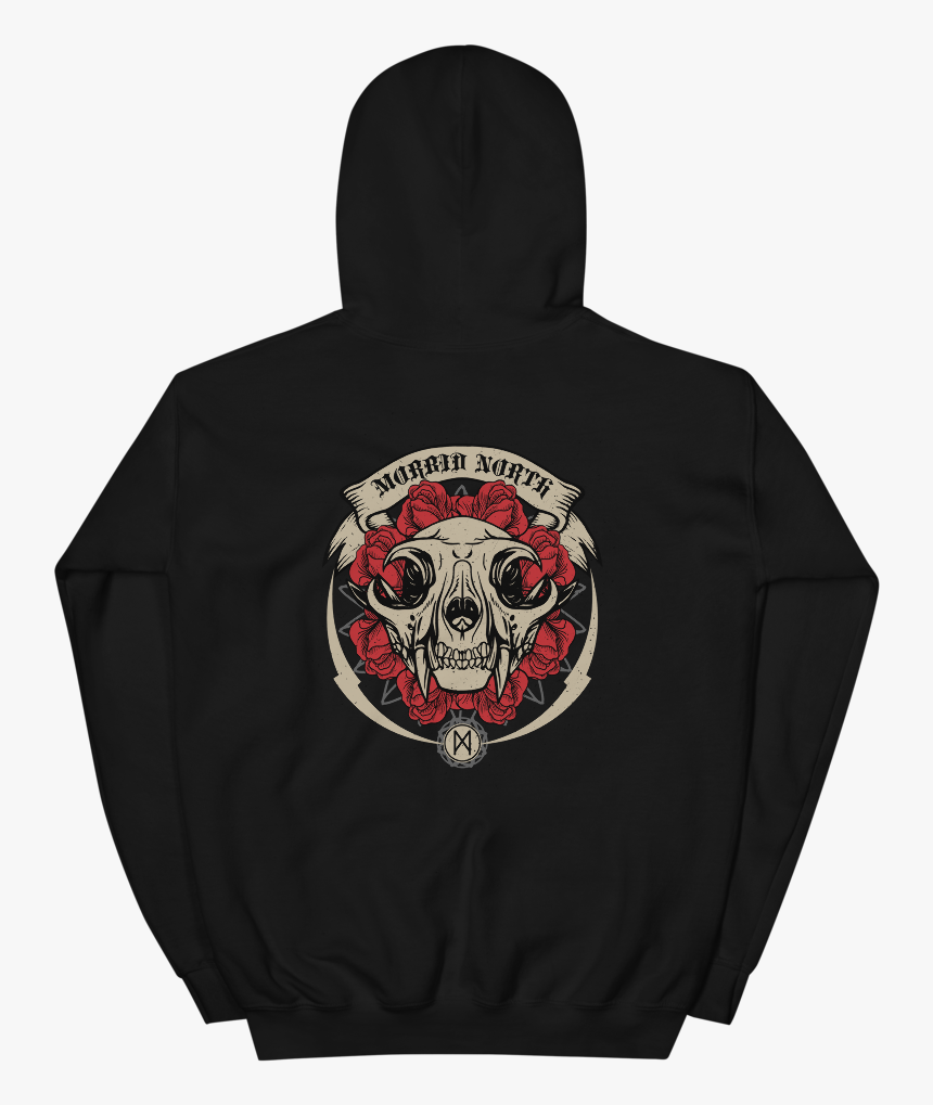 Cat Skull On Black Mockup Back Flat Black - Sad Boy Kakashi Hoodie, HD Png Download, Free Download