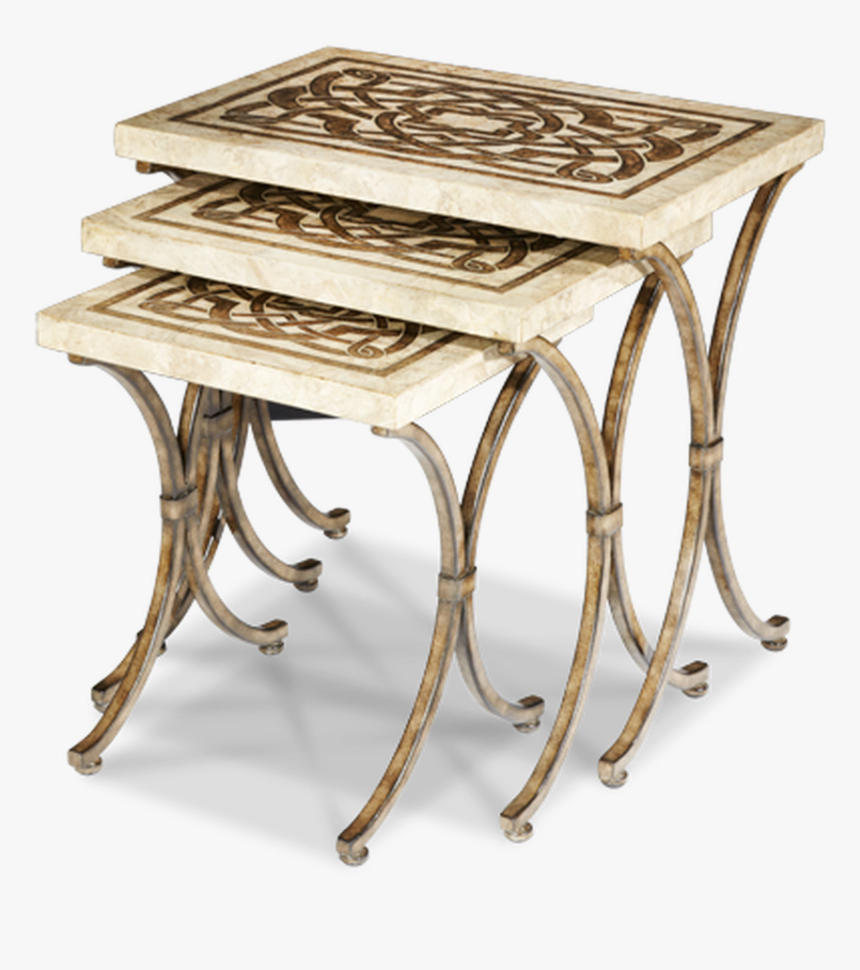 Set Of 3 Pastor Stone Inlay Top Metal Base Nesting - End Table, HD Png Download, Free Download