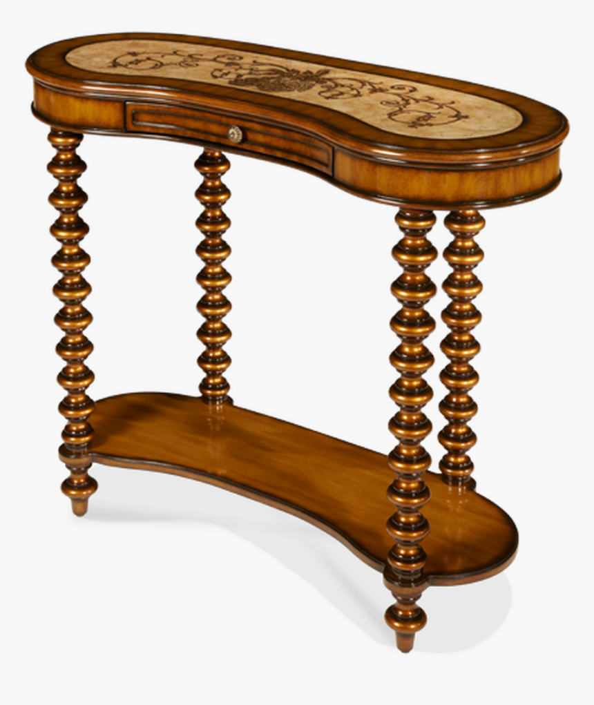 1 Drawer Etched Stone Inlaid Top Mahogany Turned Posts - End Table, HD Png Download, Free Download