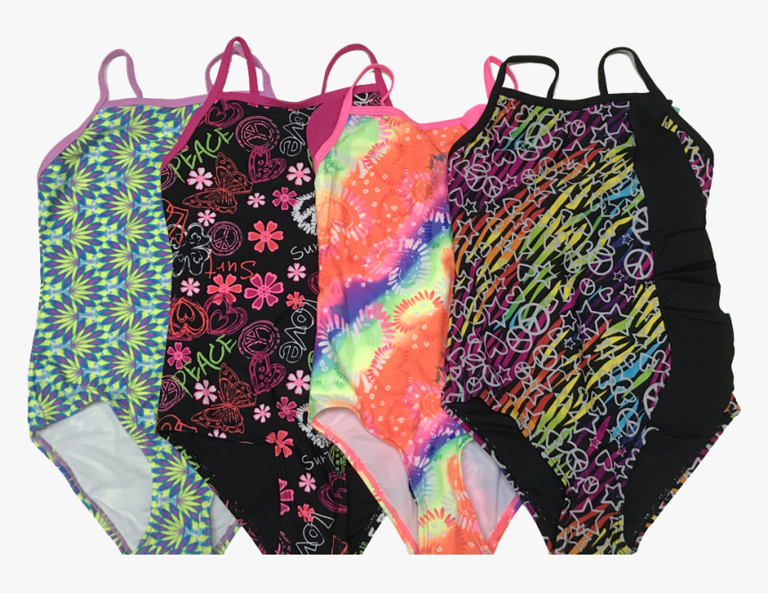 Swimwear Girls Sz 4 7 70s Floral Side Ruffle Variety - Pattern, HD Png Download, Free Download