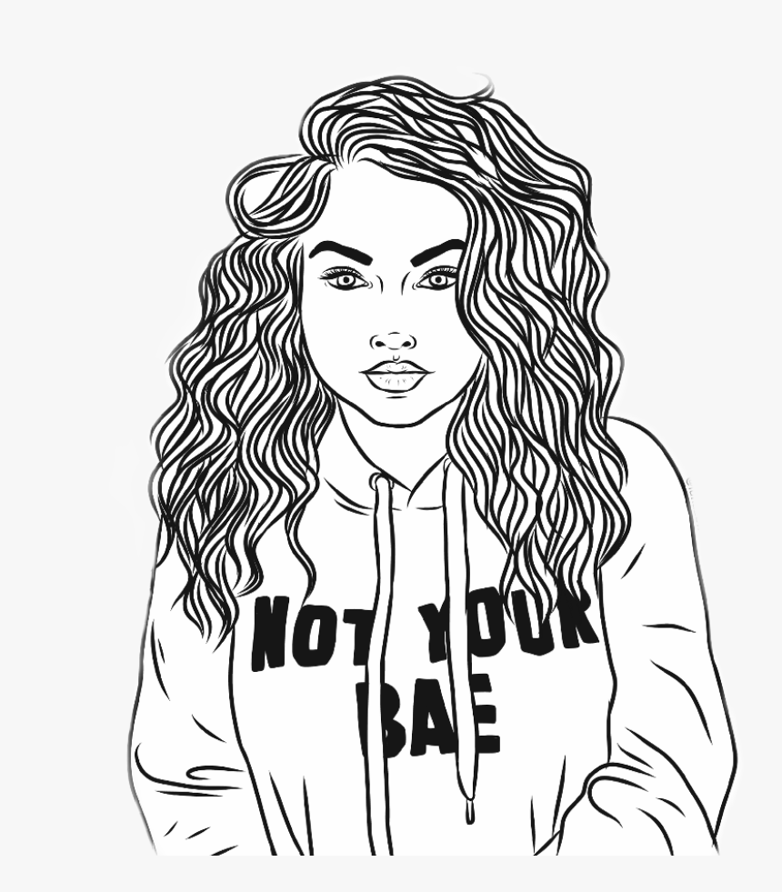 Girl Tumblr Draw Notyourbae Curlyhair Curly - Draw A Girl With Curly Hair, HD Png Download, Free Download