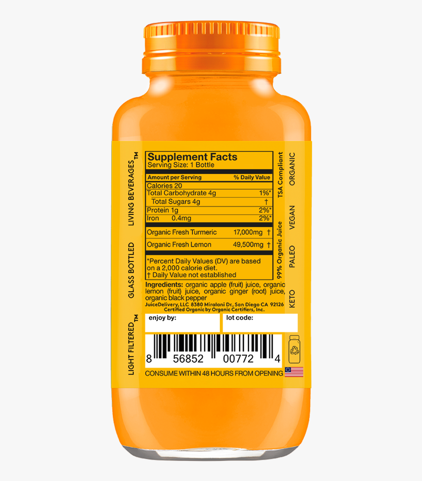 Turmeric Supershot™ - Sol Ti Wellness Shot, HD Png Download, Free Download