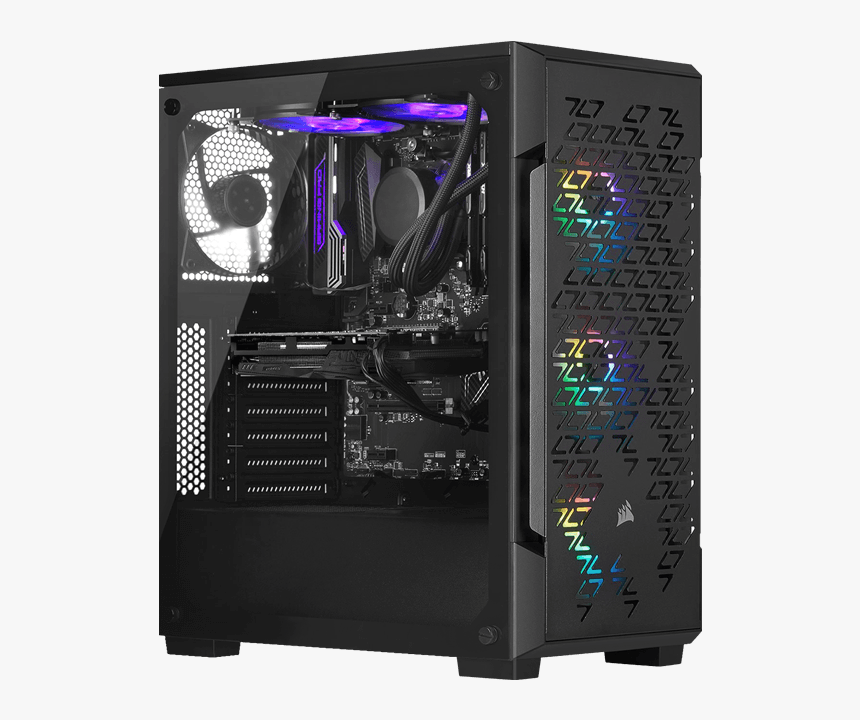 Amd X470 2-way Gpu Tower Gaming Desktop - Corsair Icue Atx Mid Tower Case, HD Png Download, Free Download