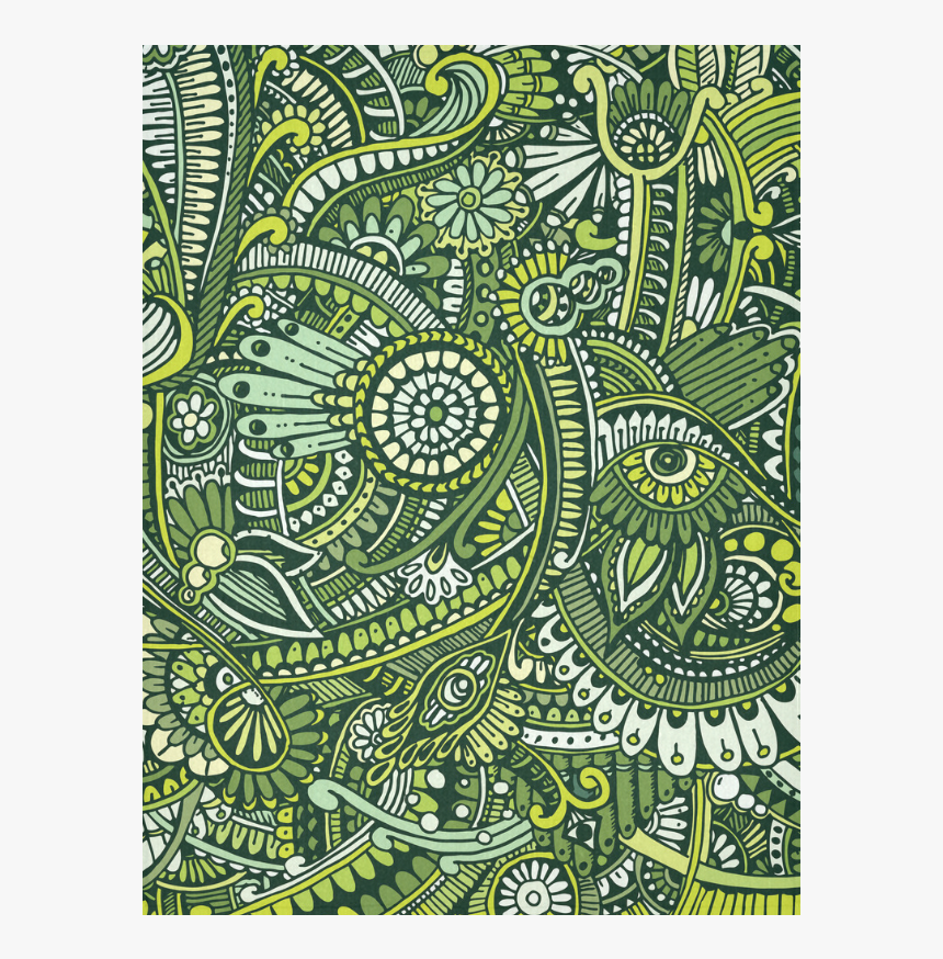 Zz0105 Green Hippie Flower Whimsical Pattern Cotton - Motif, HD Png Download, Free Download