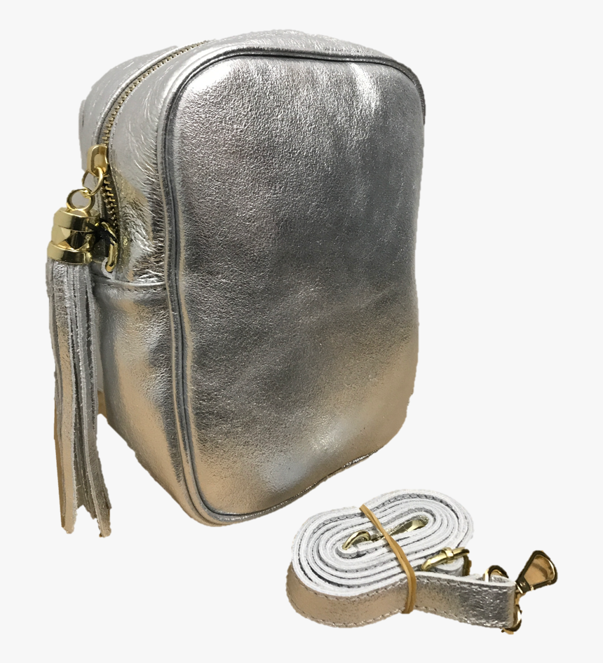 Misa Metallic Silver Leather Jijou Capri Vertical Cross - Shoulder Bag, HD Png Download, Free Download