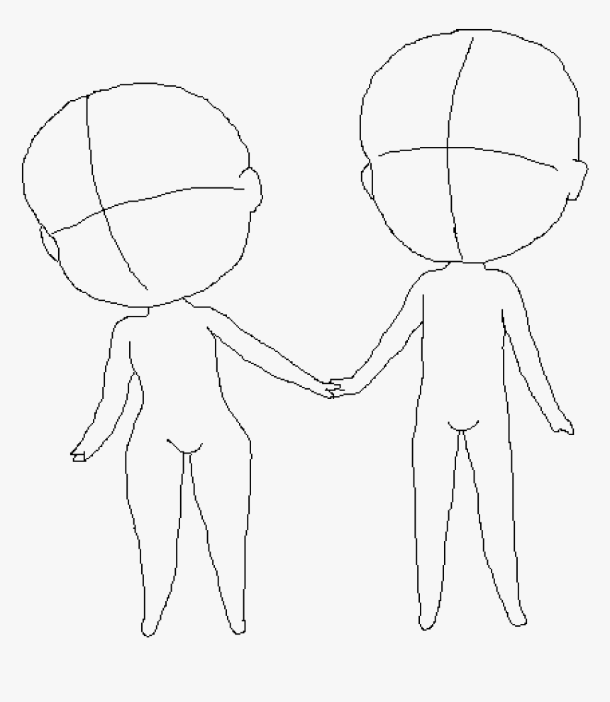 Chibi Couple Base - Line Art, HD Png Download, Free Download