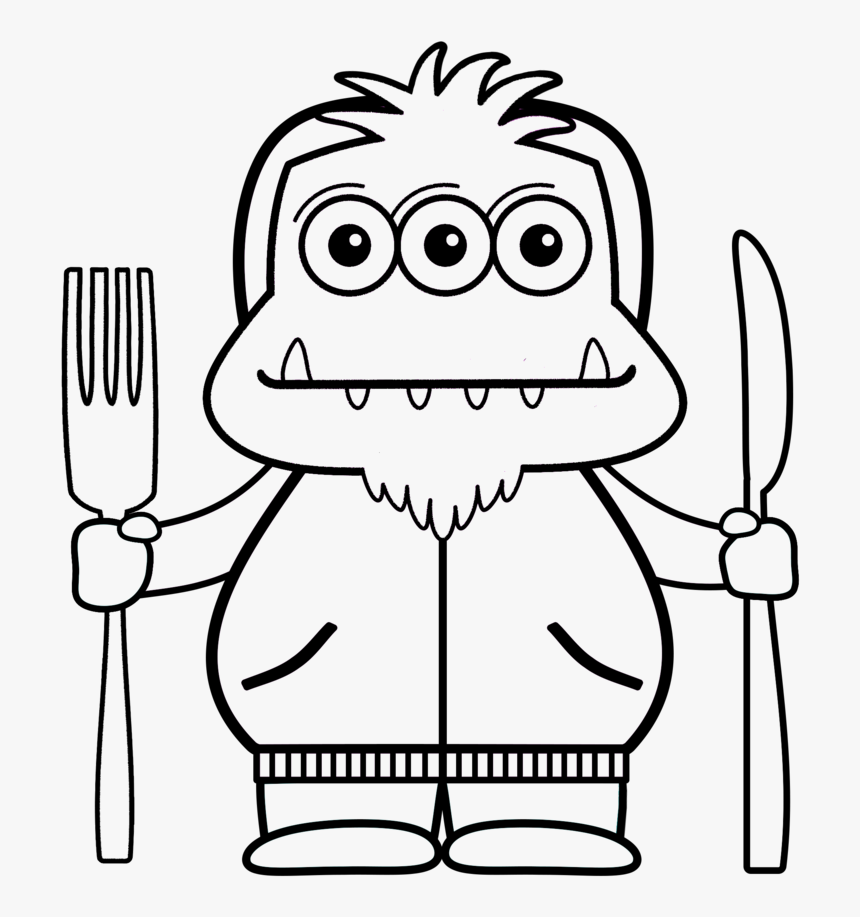 Monster4 Copy Outline - Cartoon, HD Png Download, Free Download