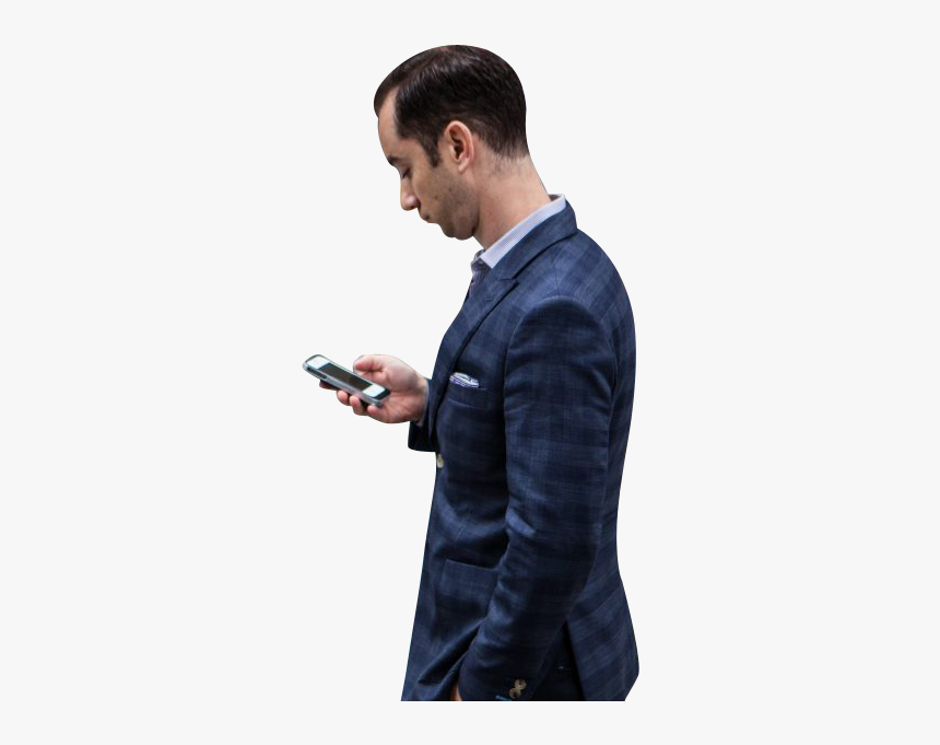 Man Looking In Mobile - Standing, HD Png Download, Free Download