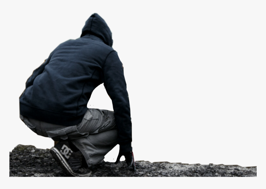 #sitting #man #hood #myriam70 - Sitting, HD Png Download, Free Download