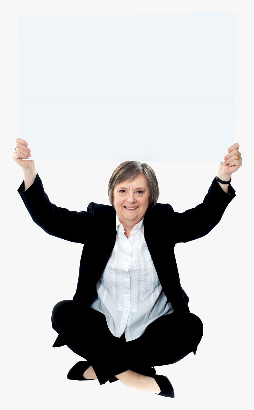 Business Women Holding Banner Png Image - People Holding Up Whiteboards, Transparent Png, Free Download