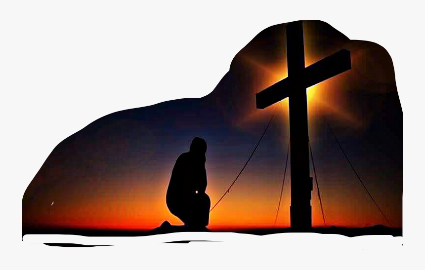 #man #kneeling #silhouette #cross #sunset #praying - Sexy Kompa, HD Png Download, Free Download