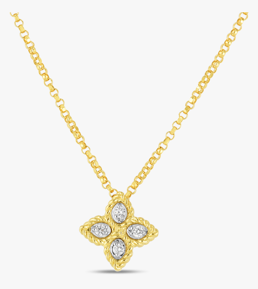 18k Yellow And White Gold Princess Flower Diamond Pendant - Pendant, HD Png Download, Free Download