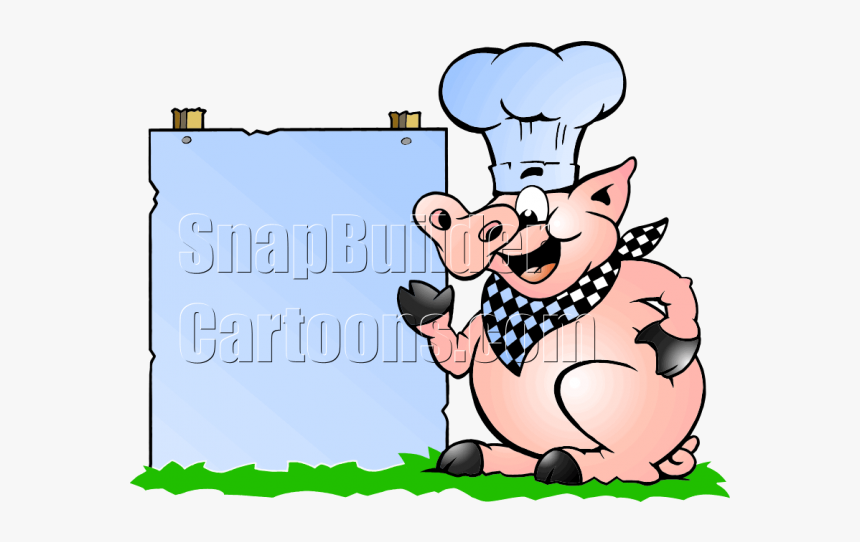 Chef Pig Bbq Holding Blank Menu Board - Free Pig Chef With Menu Clipart, HD Png Download, Free Download