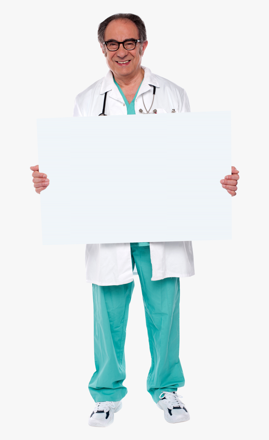 Doctor Holding Banner Png Image - White Coat, Transparent Png, Free Download