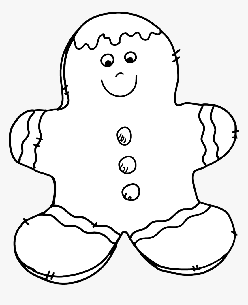 Gingerbread Man Clipart - Clip Art Christmas Black And White, HD Png Download, Free Download