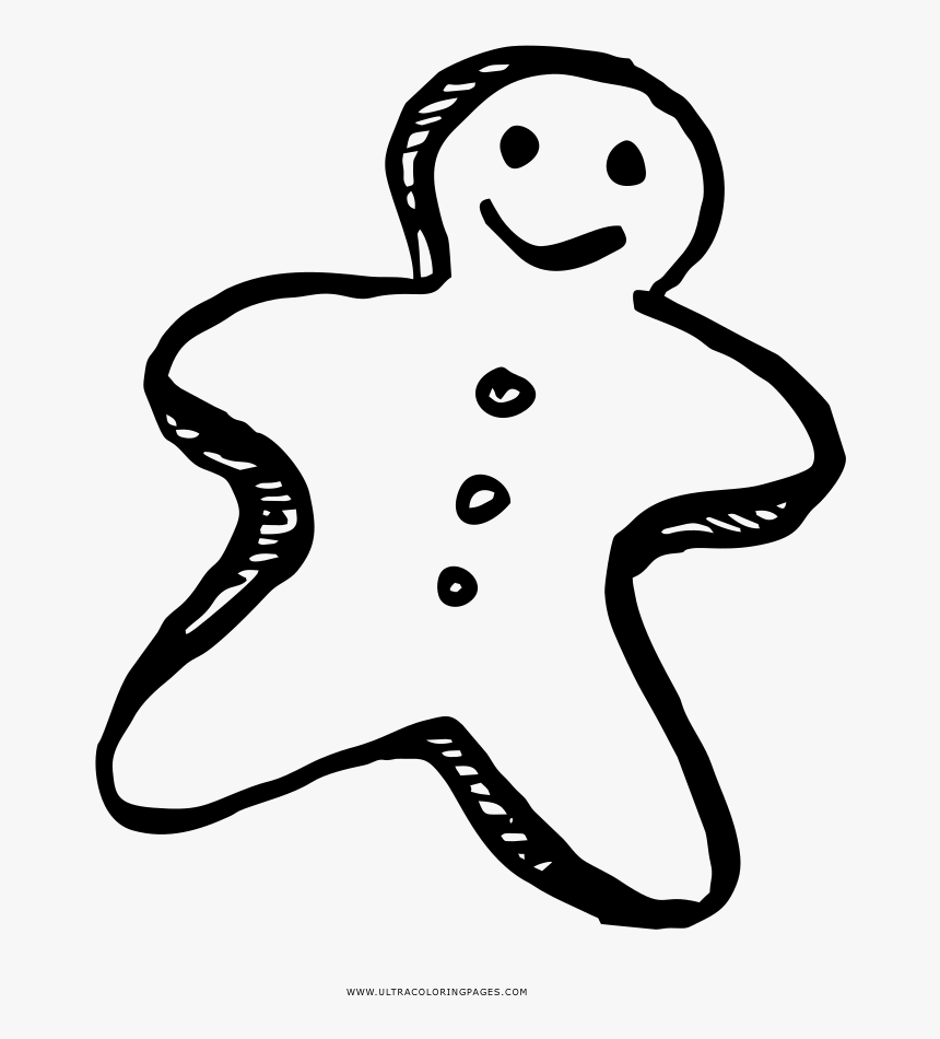 Gingerbread Cookie Coloring Page - Line Art, HD Png Download, Free Download